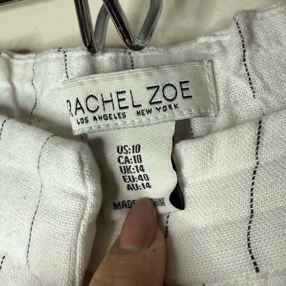 RACHEL ZOE Linen Blend Beachy Boho Vacation Striped Wide Leg Pants Trousers - Picture 4 of 7